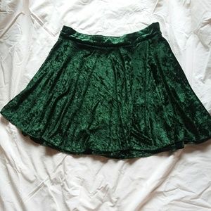 Crushed Green Velvet Circle Skirt